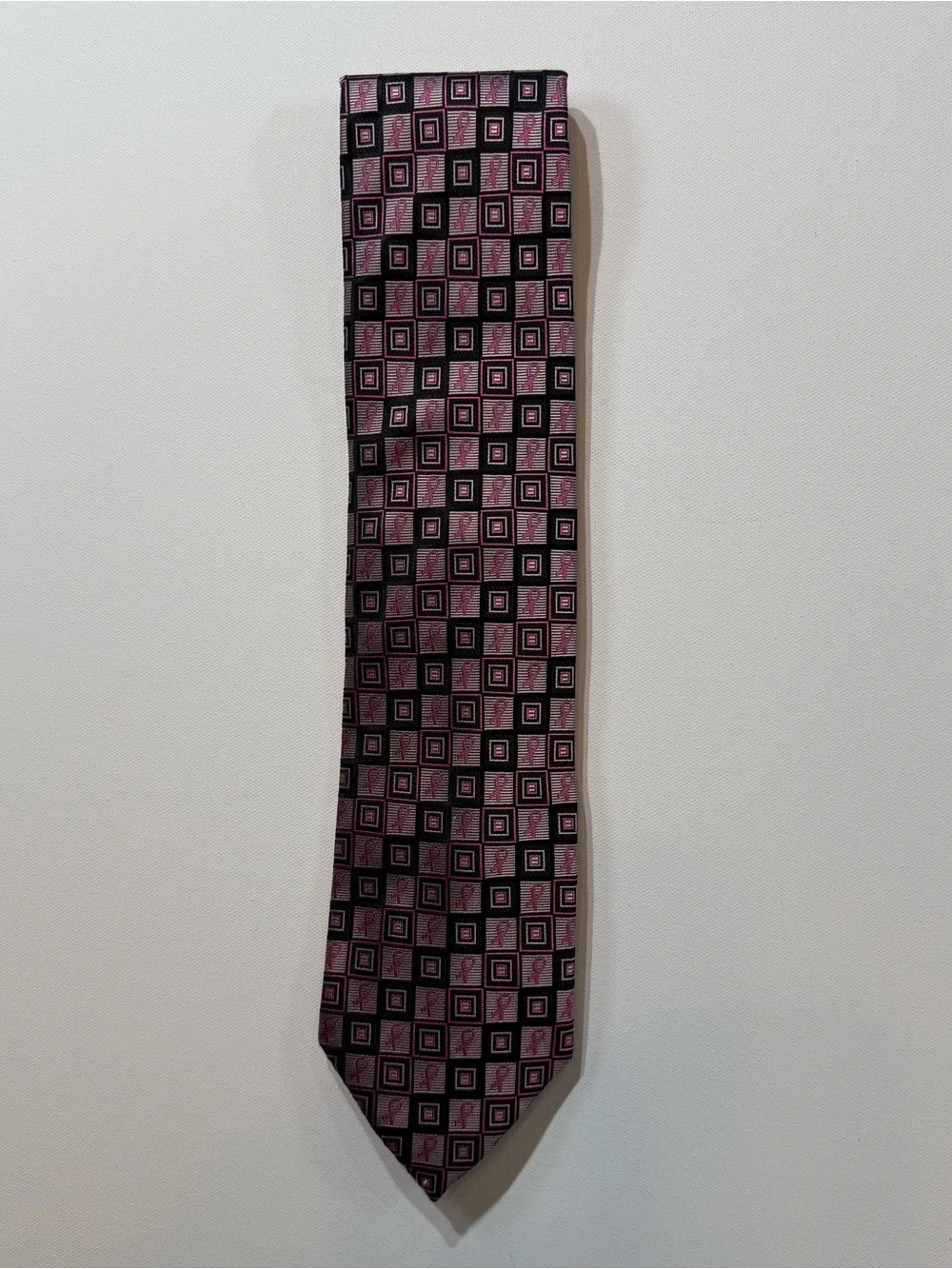 Diane Katzman Real Men Wear Pink Silk Breast Cancer Ribbon Necktie